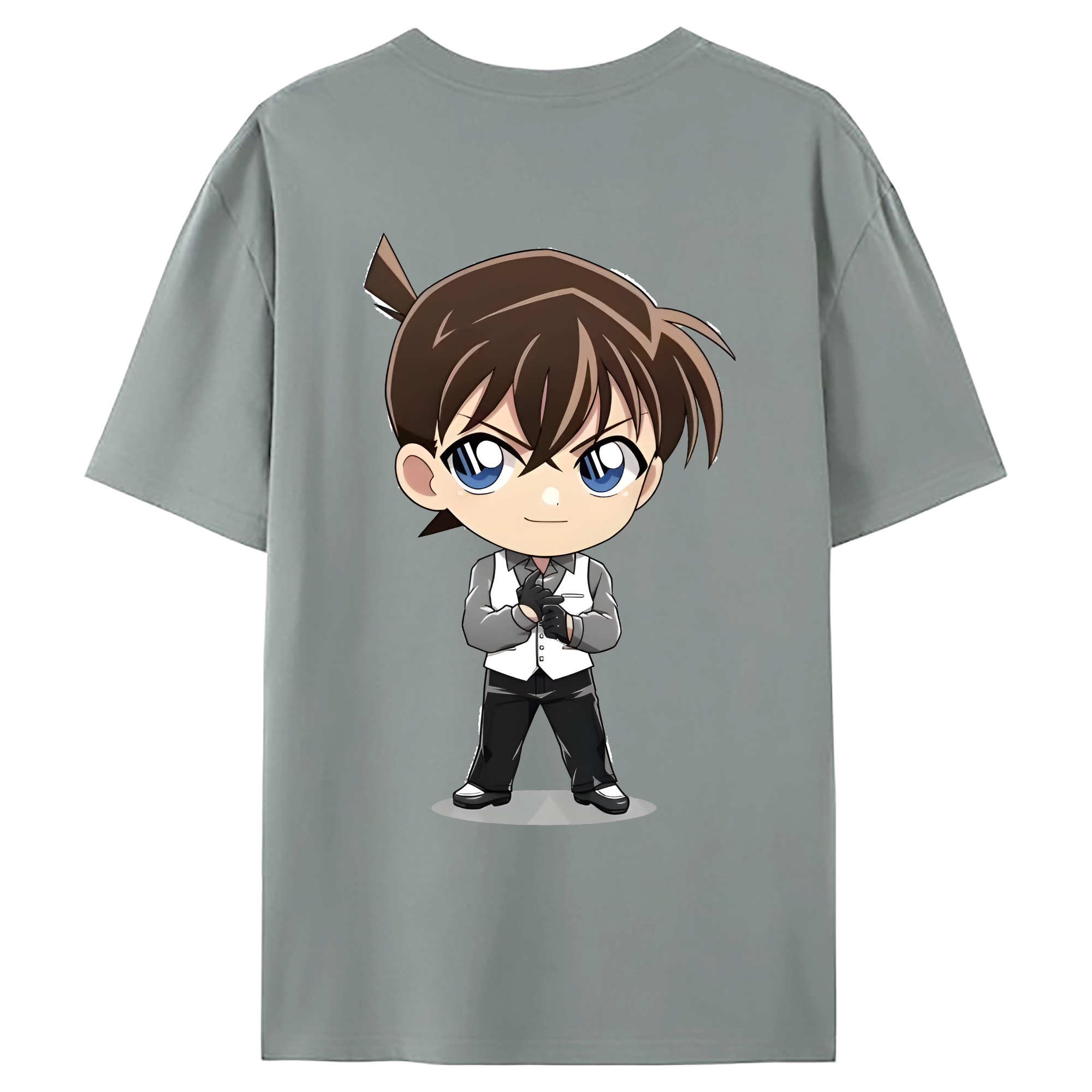 （画像用） 名探偵コナン 江戸川 コナン Detective Conan Conan Edogawa 綿100％ メンズ半袖Tシャツ（バックプリント） 通気性